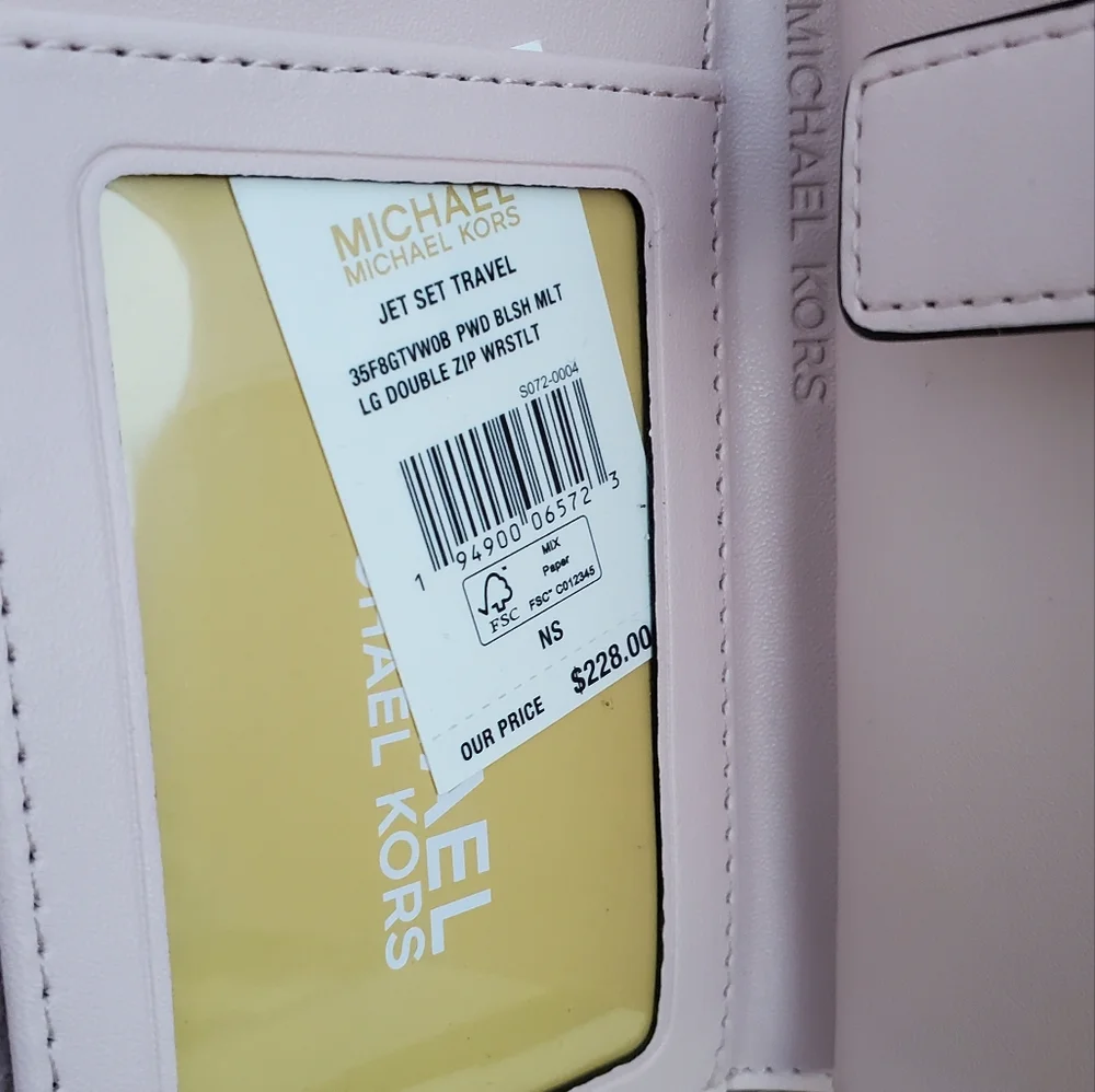New Michael kors Wallet Double Zipper Vanilla with pink color - Picture 7 of 14
